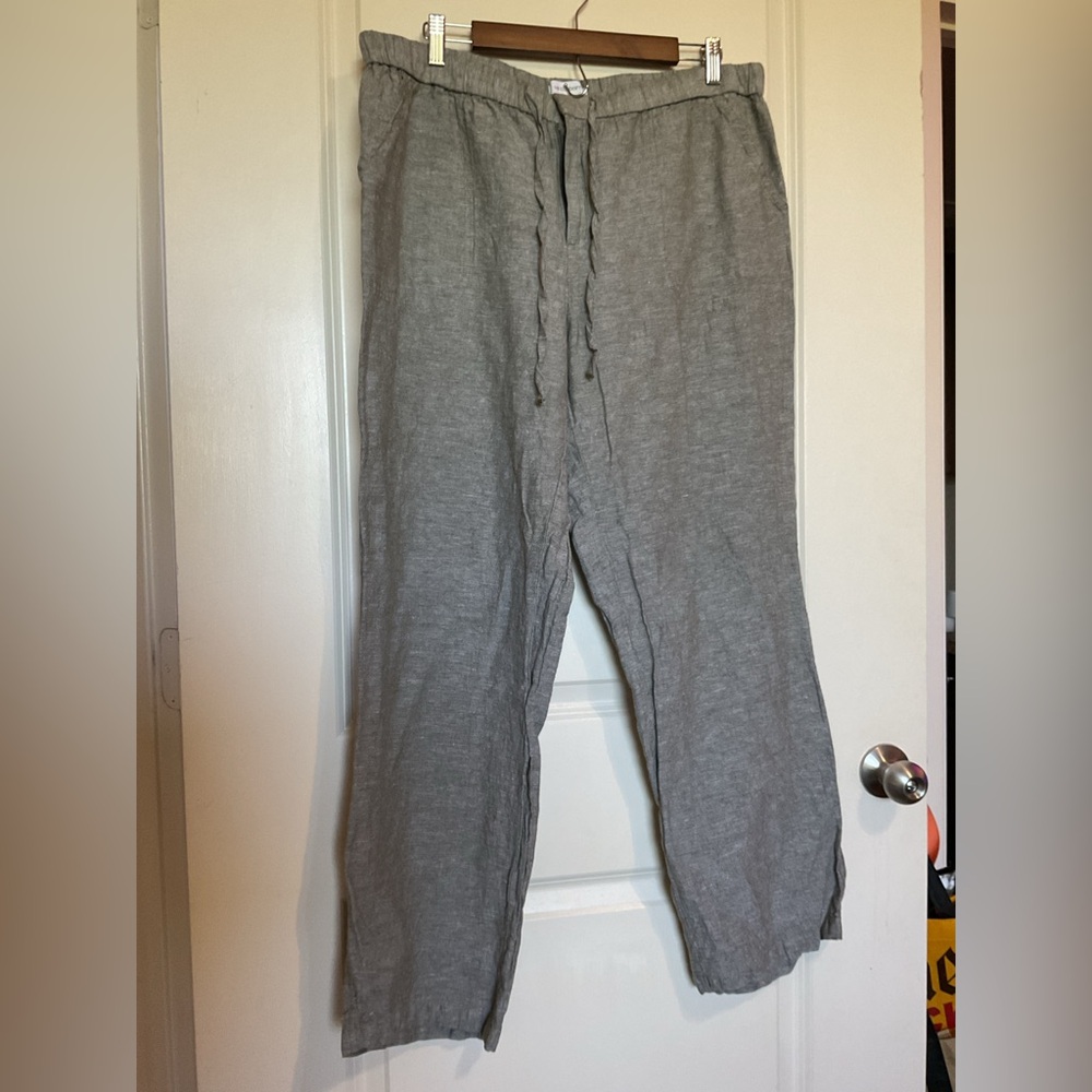 Liz Claiborne Light Gray Wide Leg Linen Pants